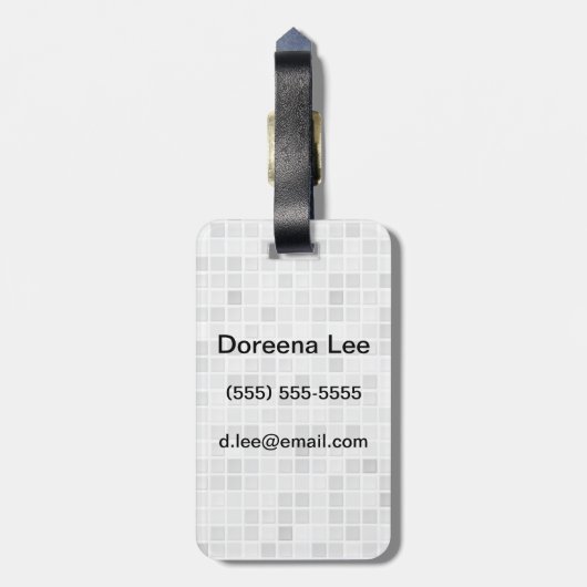 Graues Fliesen-Muster Gepäckanhänger (Rückseite vertikal)