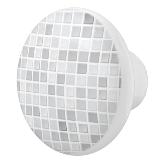 Graues Fliesen-Muster Keramikknauf (Rechts)