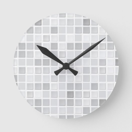 Graues Fliesen-Muster Runde Wanduhr (Vorderseite)