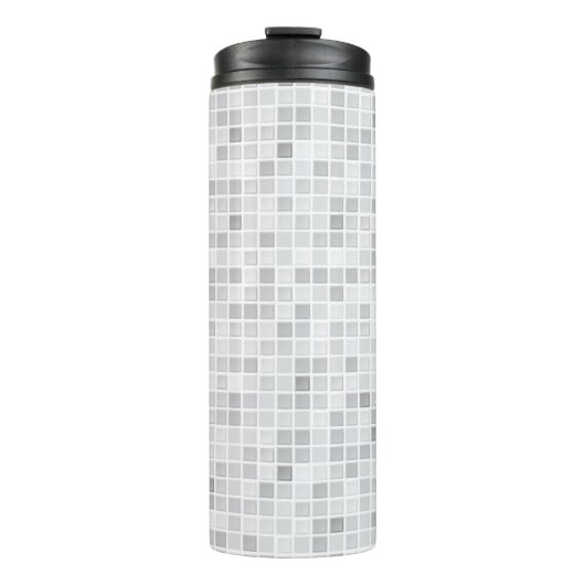 Graues Fliesen-Muster Thermosbecher (Vorderseite)