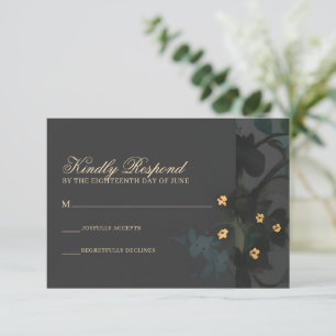 Graues floral Abstrakt Moody Bohemisch Handfasts RSVP Karte