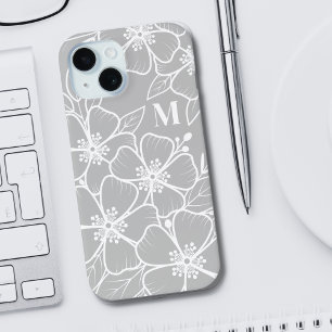 Graues florales Monogramm Case-Mate iPhone Hülle