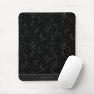 Graues florales nahtloses Muster personalisierter  Mousepad