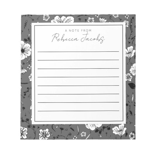 Graues florales Notepad Notizblock (Vorderseite)