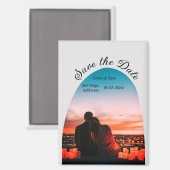 Graues Foto boho Save the Date QR modern Magnet (Vorderseite/Rückseite)