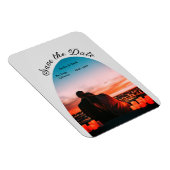 Graues Foto boho Save the Date QR modern Magnet (Rechte Seite)