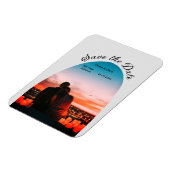 Graues Foto boho Save the Date QR modern Magnet (Linke Seite)