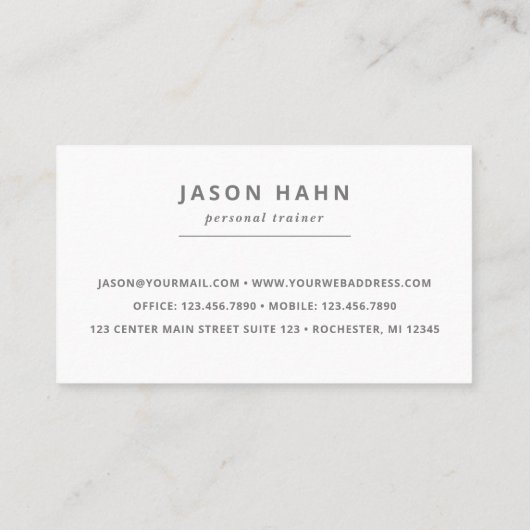 Graues Foto für Personal Trainer Visitenkarte (Rückseite)