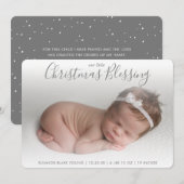 Graues Foto Geburtshaus Ankündigung Elegante Weihn (Vorne/Hinten)