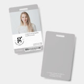 Graues Foto-ID-Abzeichen mit Barcode Ausweis (Vorder- & Rückseite)