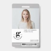 Graues Foto-ID-Abzeichen mit Barcode Ausweis (Vorderseite)