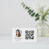 Graues Foto mit QR-Code Social Media Visitenkarte (Stehend Vorderseite)