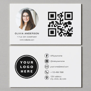 Graues Foto mit QR-Code Social Media Visitenkarte