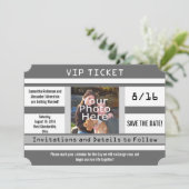 Graues Foto Save the Date Hochzeitkarte (Stehend Vorderseite)