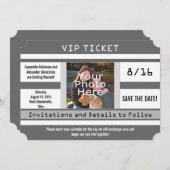 Graues Foto Save the Date Hochzeitkarte (Vorne/Hinten)