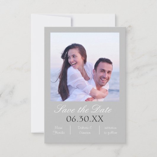 Graues Foto vertikal - 3x5 Save-the-Date-Karte Save The Date (Vorderseite)