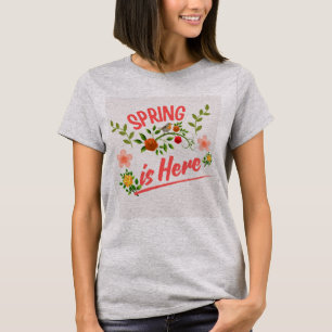 Graues Frauen T-Shirt mit Frühlingstypografie