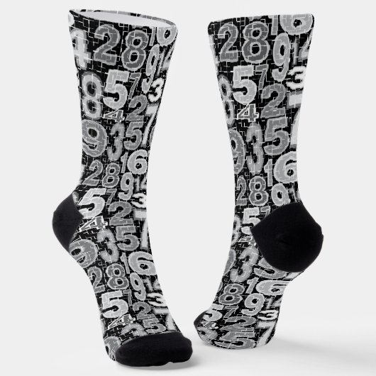 Graues gebrochenes Zahlenmuster Socken (Gewinkelt)