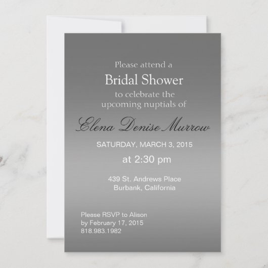 Graues Gelb des Bogen-Band-u. Spitze-Brautparty Einladung (Rückseite)