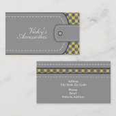 Graues, gelbes Leder-Look und Muster-Retro Visitenkarte (Vorne/Hinten)