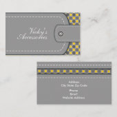 Graues, gelbes Leder-Look und Muster-Retro Visitenkarte (Vorne/Hinten)