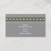 Graues, gelbes Leder-Look und Muster-Retro Visitenkarte (Rückseite)