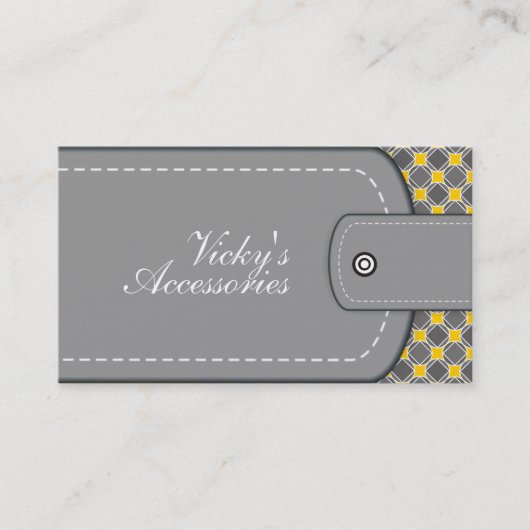 Graues, gelbes Leder-Look und Muster-Retro Visitenkarte (Vorderseite)