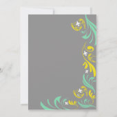 Graues gelbes Lilien-Rebe-Verlobungs-Party Einladung (Rückseite)