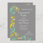 Graues gelbes Lilien-Rebe-Verlobungs-Party Einladung (Vorne/Hinten)