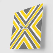 Graues gelbes weißes geometrisches quadratische wanduhr (Winkel)