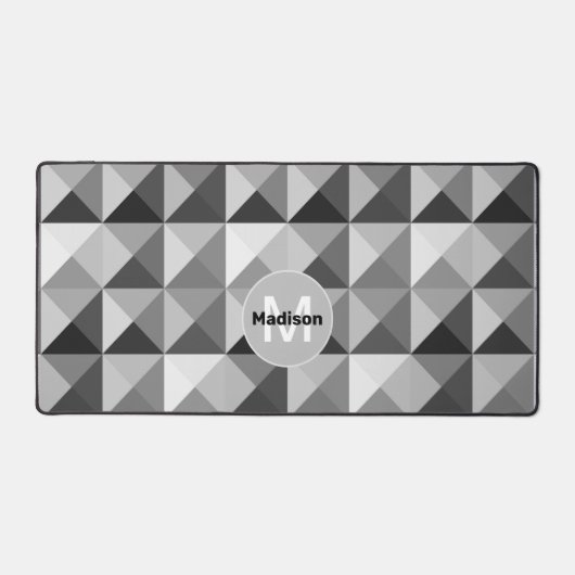 Graues geometrisches Monogramm Schreibtischunterlage (Vorderseite)