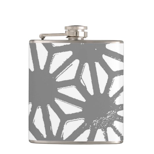 Graues geometrisches Muster Flachmann (Vorderseite)