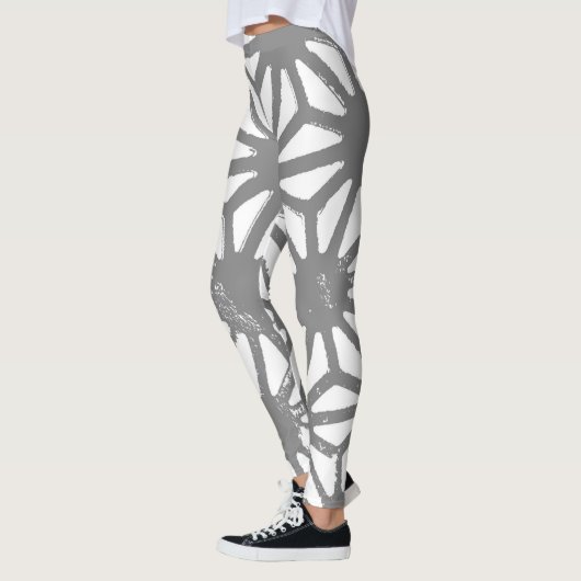 Graues geometrisches Muster Leggings (Links)