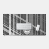 Graues geometrisches Retro-Linien-Muster Monogramm Schreibtischunterlage (Tastatur & Maus)