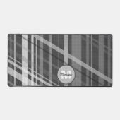 Graues geometrisches Retro-Linien-Muster Monogramm Schreibtischunterlage (Vorderseite)