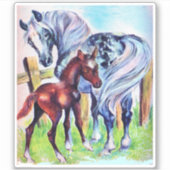 Graues Gepunktetes Mutterpferd mit brauner Färbung Aufkleber (Vorderseite)