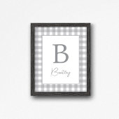 Graues Gingham-Karo-Nursery-Namensschild Poster