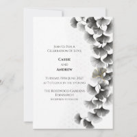 Graues Ginkgoblatt-Hochzeitseinladung