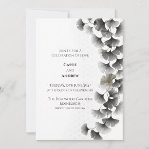 Graues Ginkgoblatt-Hochzeitseinladung Einladung