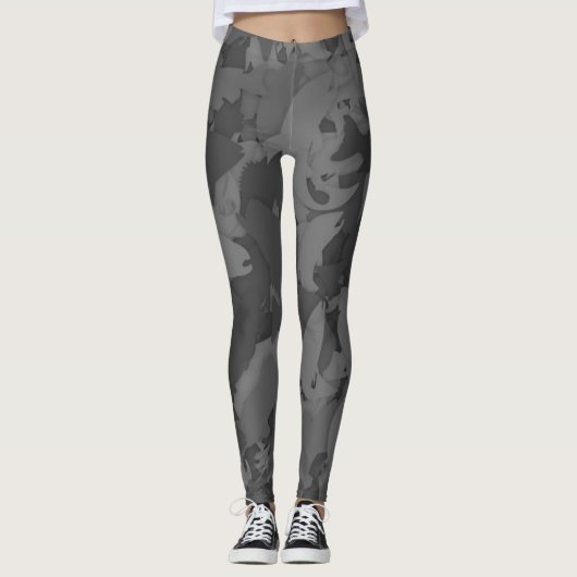 Graues Girl Fishing Camouflage Muster Leggings (Vorderseite)