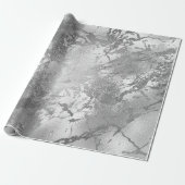 Graues Glas Silver Marble Shiny Metallic Strokes Geschenkpapier (Ungerollt)