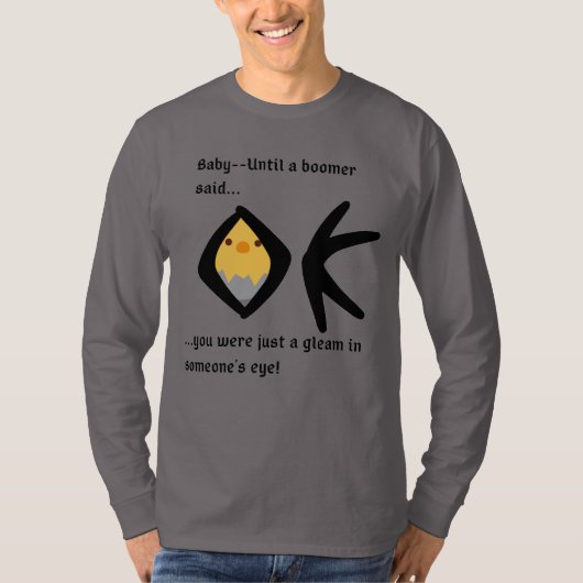 Graues 'Gleam in Eye' Basic Long Sleeve Boomerangi T-Shirt (Vorderseite)