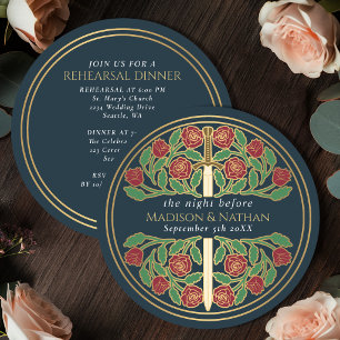 Graues Gold Floral Schwert Königliche Hochzeitspro Einladung