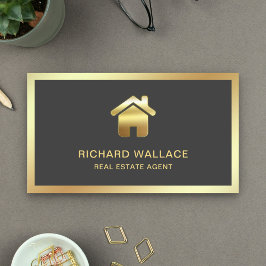 Graues Gold Foil Zuhause Logo Real Anwesen Agent Visitenkarte
