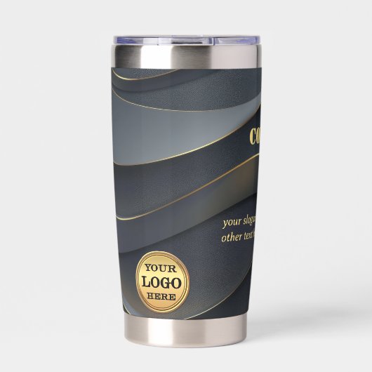 Graues Gold-Geschäft mit benutzerdefinierten Logos Thermobecher (Vorderseite)
