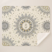 Graues Gold Mandala Muster Monogramm Sherpadecke (Vorderseite (Horizontal))
