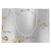 Graues Goldmetall-Lux-Abstrakt-Silber aus Edelmarm Große Geschenktüte (Rückseite)