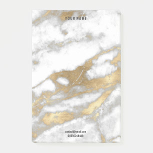 Graues Goldweißes Marmorsteinnamensadressen-Lux Post-it Klebezettel