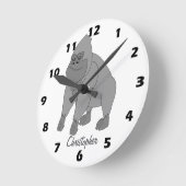 Graues Gorilla-Design personalisiert Runde Wanduhr (Winkel)