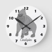 Graues Gorilla-Design personalisiert Runde Wanduhr (Vorderseite)